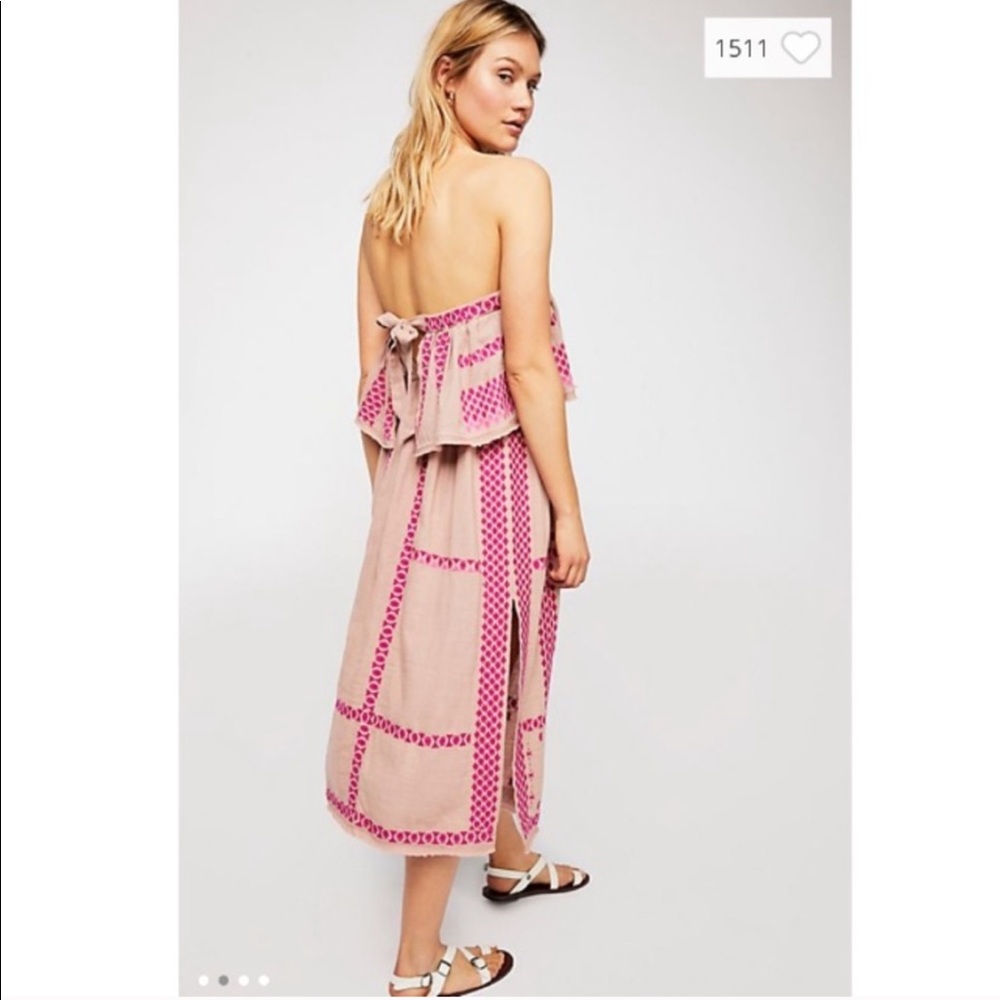 Free People Strapless Embroidered Midi Dress - Picture 2 of 6